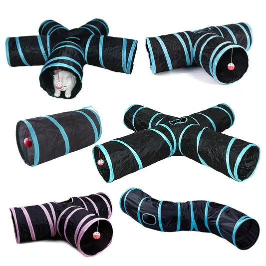 Cat Tunnel Foldable kitty Tunnel Pet Supplies S T Y Cross Pass Play Tunnel Cat Toy Breathable Drill Barrel for Indoor Loud Paper